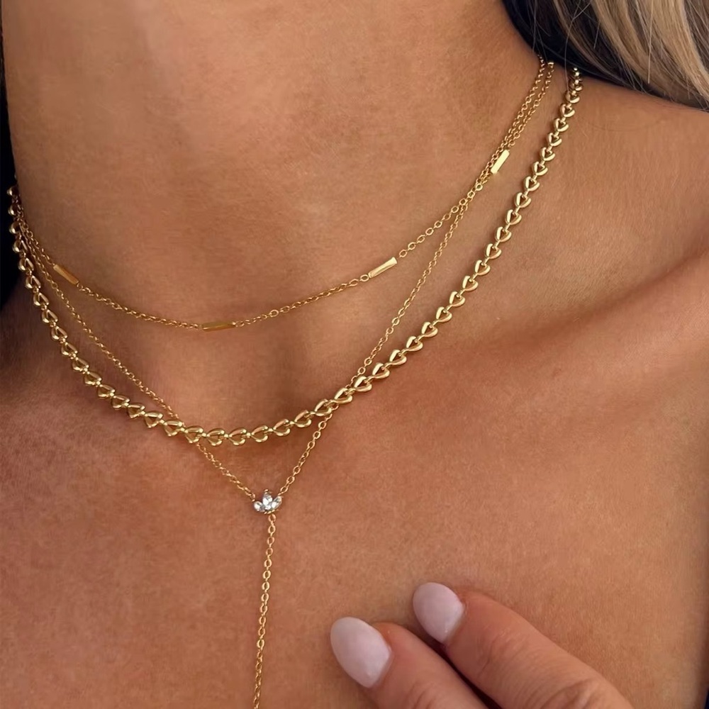 18K Gold Plated Heart Chain Necklace|